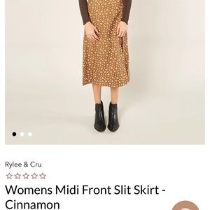 Rylee & Cru Womens Midi Front Slit Skirt-Cinnamon